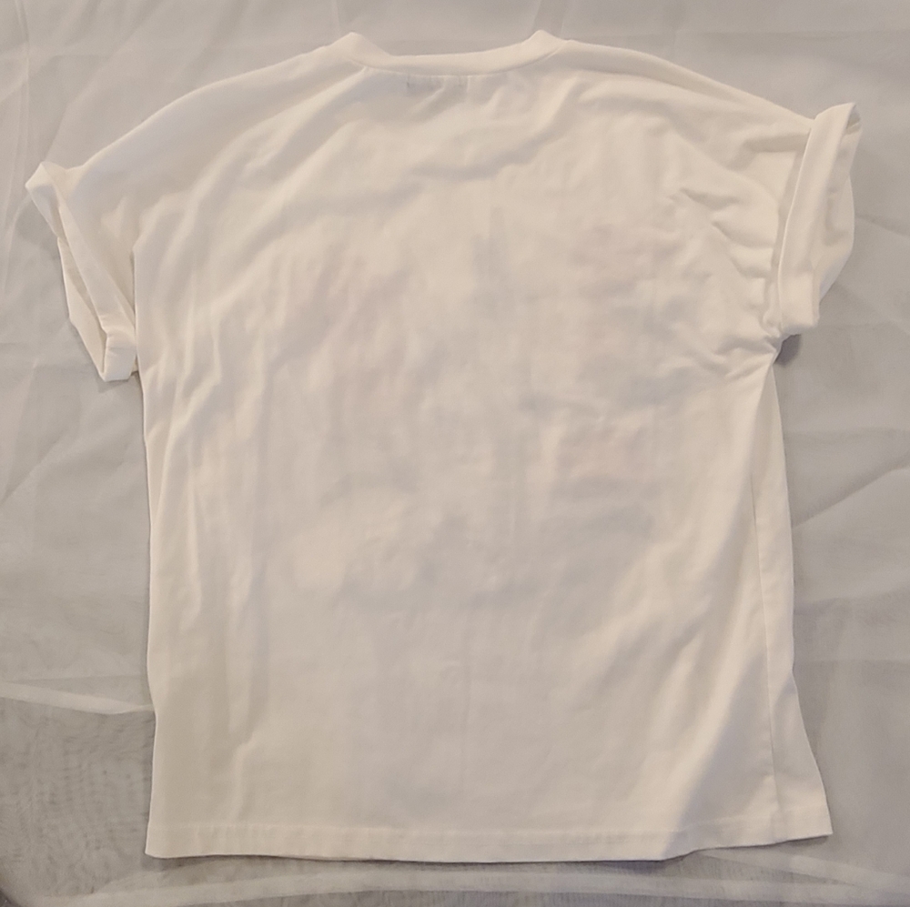 #003 - On Twelfth Floral Embroidered White T-Shirt, Small - Picture 4 of 6